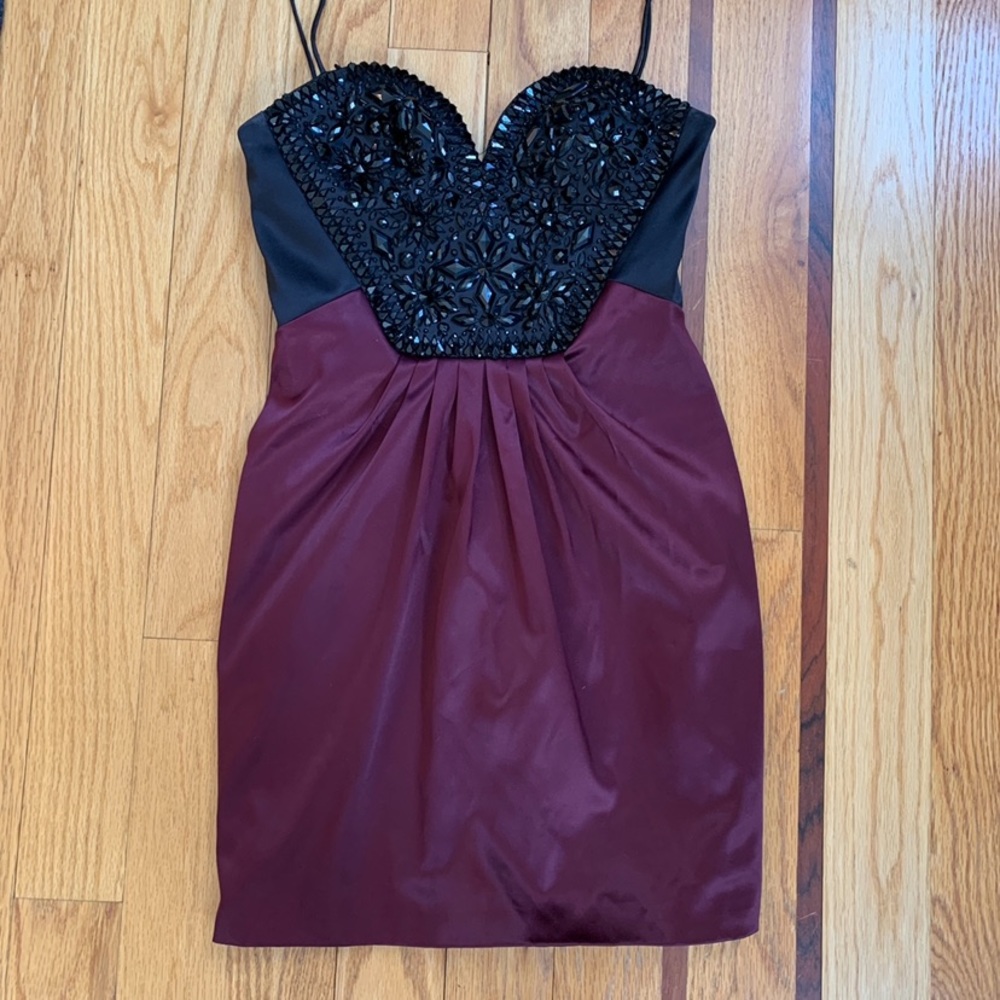 Strapless Mignon satin mini dress